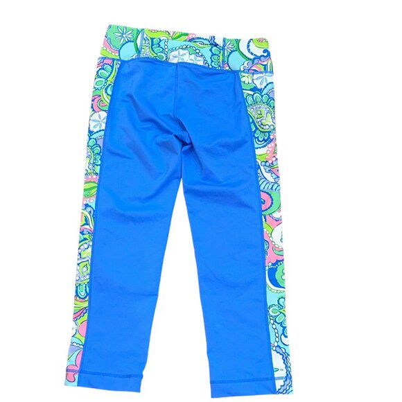 Lilly Pulitzer Luxletic Weekender Crop Leggings Light Blue Medium #98013 Workout - Picture 3 of 7
